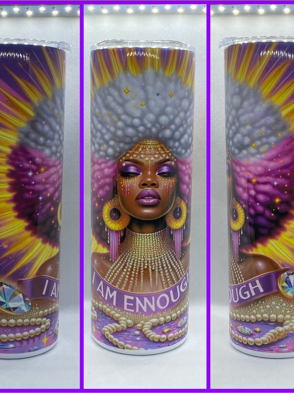 I AM ENOUGH Purple Decorative Stainless Steel Tumbler